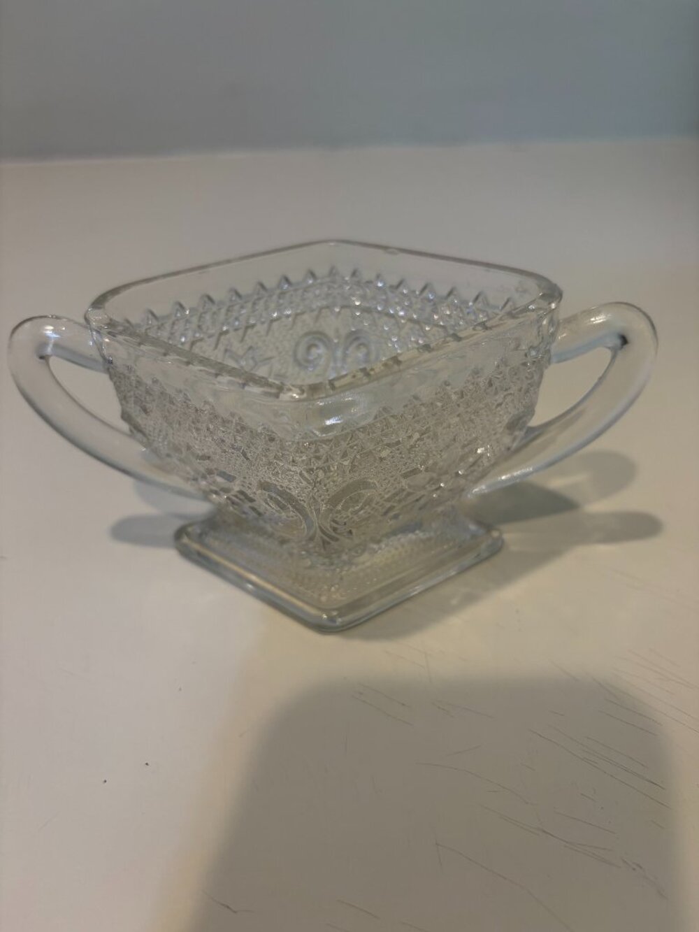 VINTAGE INDIANA GLASS TIARA SANDWICH PATTERN OPEN SUGAR BOWL Clear Pressed